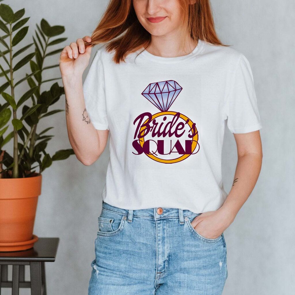 Tricou alb dama personalizat Bride Squad
