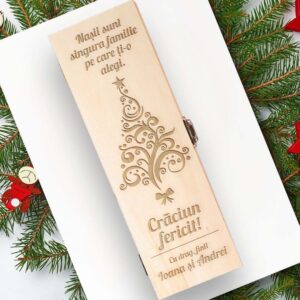 Cutie de vin de Craciun personalizata cu mesaj pentru Nasi 2