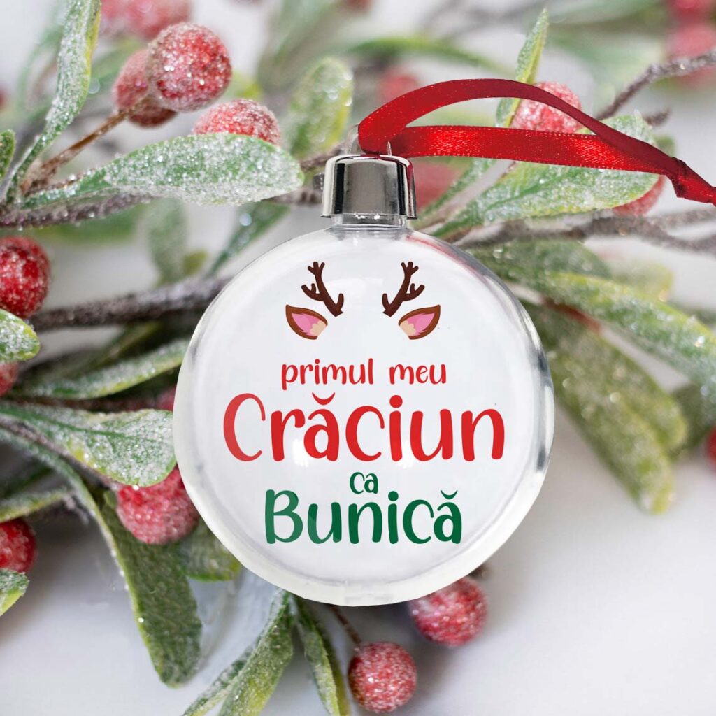 Glob de Craciun personalizat cu nume si primul meu Craciun ca bunica