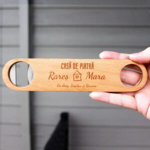 Desfacator personalizat cu nume si mesaj casa de piatra