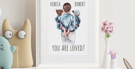 Tablou personalizat cu mama, fiica si fiu - you are loved 2