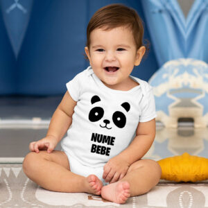 Body bebe, body copil personalizat cu urs panda si nume bebe 2